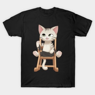 Funny Cat on a Folding Chair T-Shirt